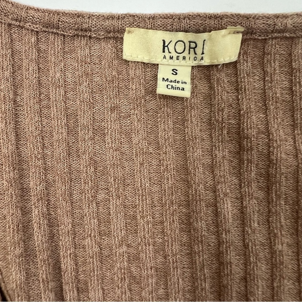 KORI America Women’s Cardigan Button Sweater Sz Small Brown Double Breasted - Picture 5 of 9